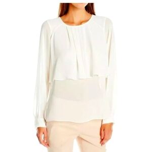 BCBGMAXAZRIA Women's Long Sleeve Blouse with Overlay